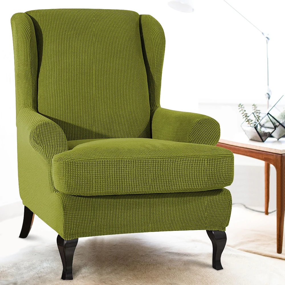 Waterproof Sloping Arm King Back Chair Cover Elastic Armchair Wingback Wing Sofa Back Chair Cover Stretch Protector Wing Back Chair Covers - Image 6