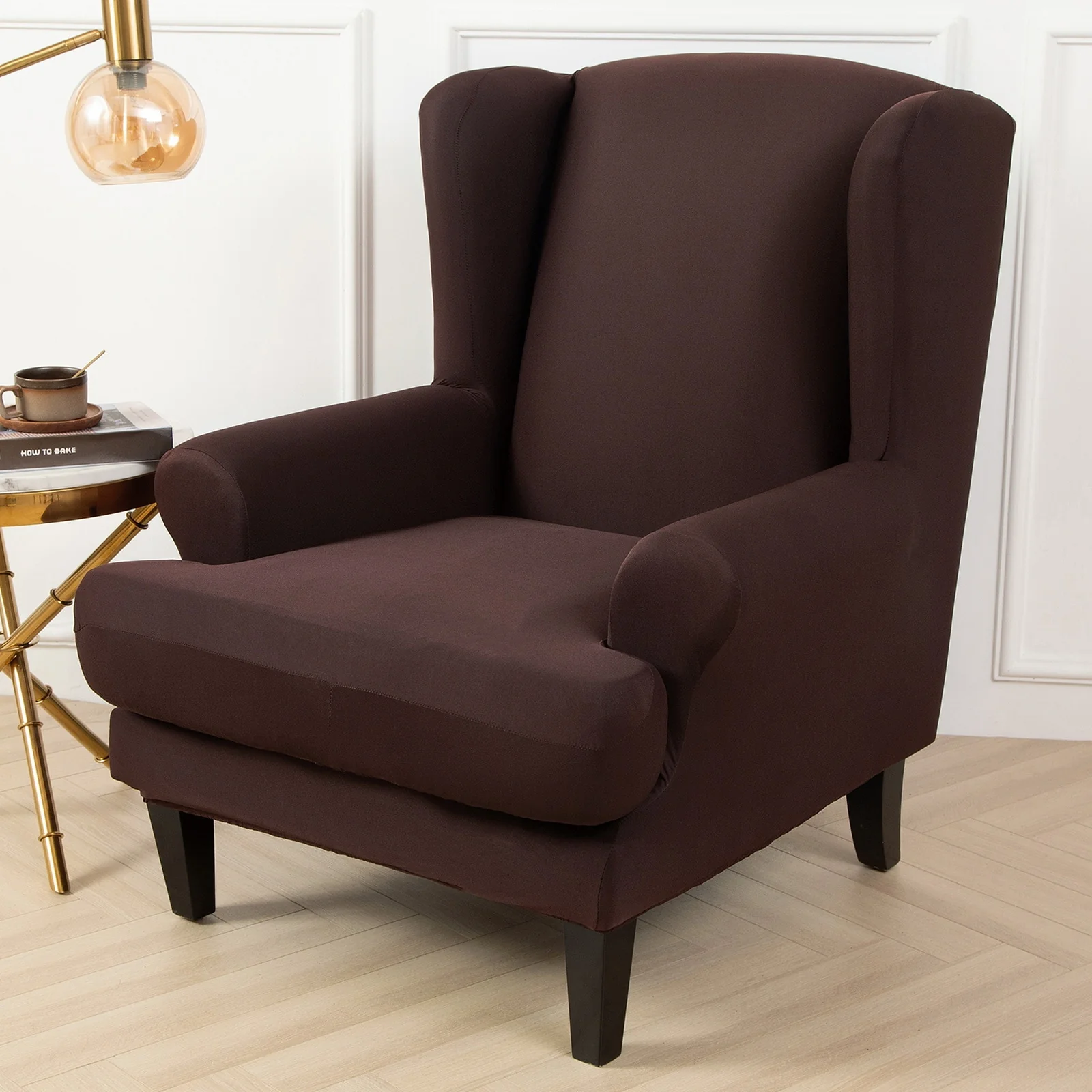 Waterproof Sloping Arm King Back Chair Cover Elastic Armchair Wingback Wing Sofa Back Chair Cover Stretch Protector Wing Back Chair Covers - Image 7