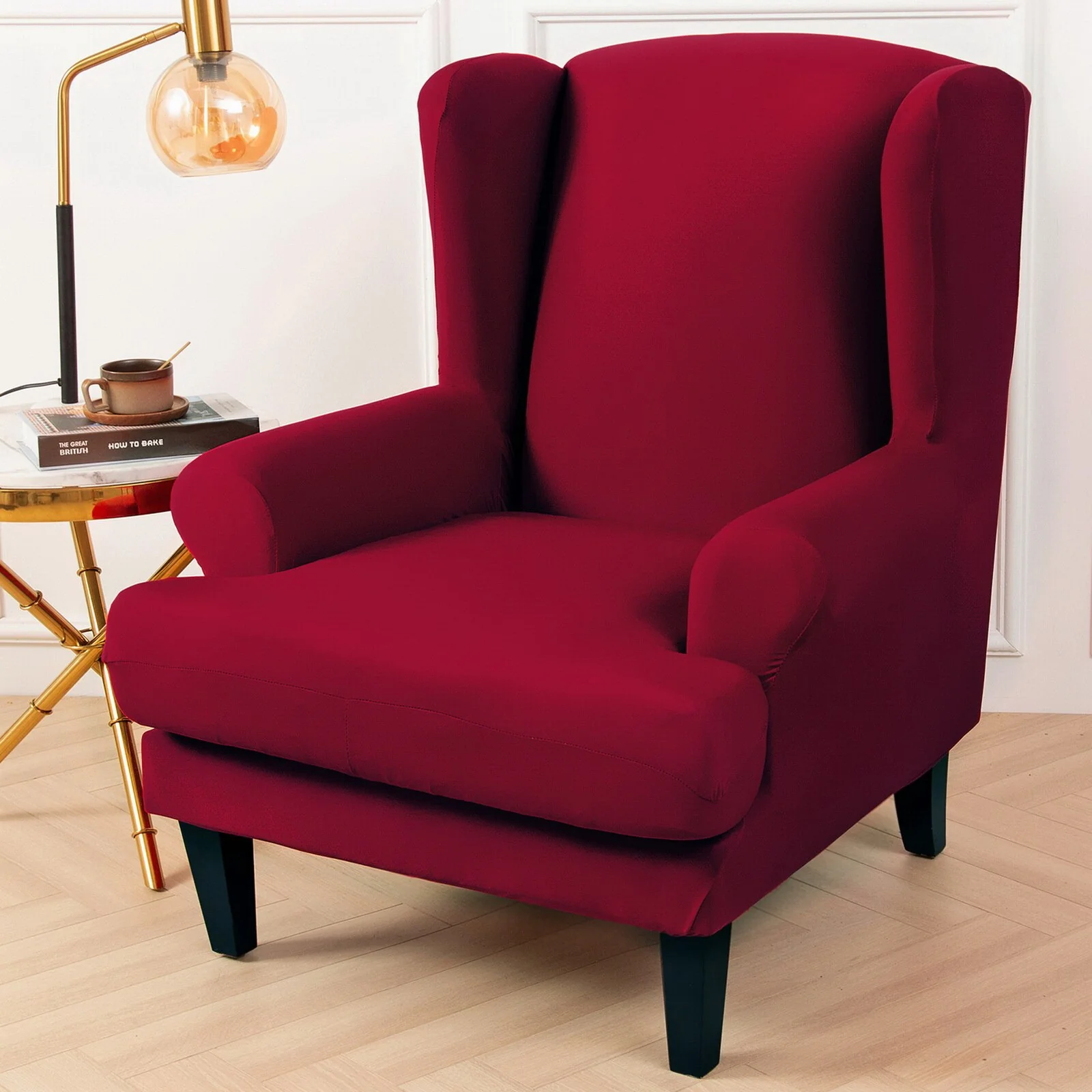 Waterproof Sloping Arm King Back Chair Cover Elastic Armchair Wingback Wing Sofa Back Chair Cover Stretch Protector Wing Back Chair Covers - Image 8