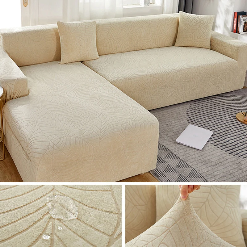 Waterproof Sofa Covers 1/2/3/4 Seats Jacquard Solid Couch Cover L Shaped Sofa Cover Protector Bench Covers - Image 12
