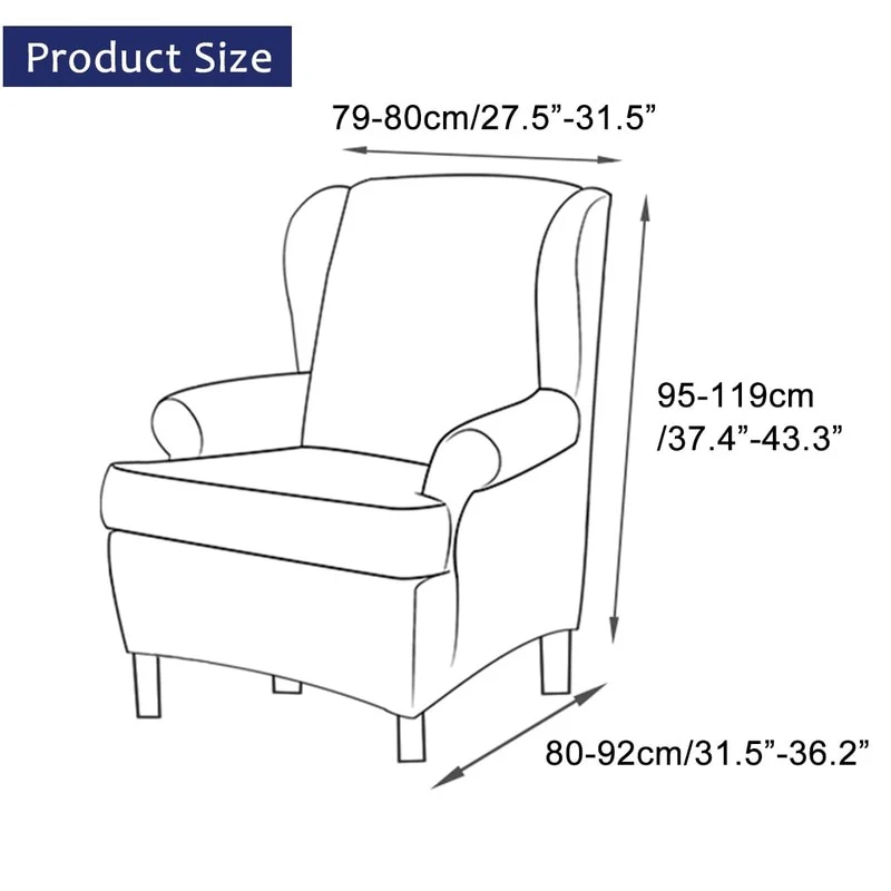 Waterproof Wing Back Chair Cover Arm King Back Chair Cover Elastic Armchair Wingback Sofa Chair Cover Stretch Protector - Image 6
