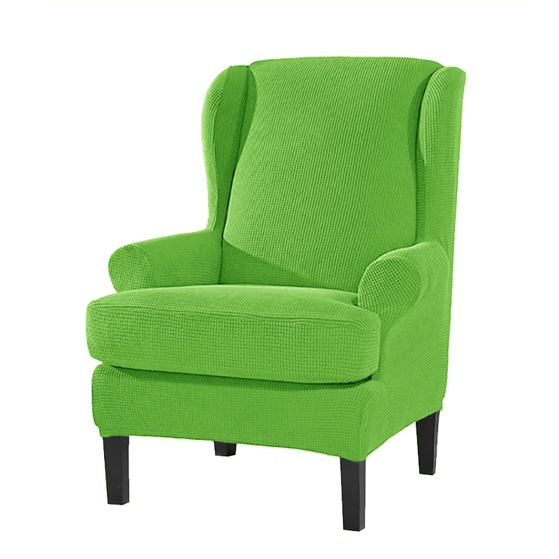 Wing Back Chair Cover Jacquard Spandex Stretch Slipcovers for Office Chairs Stylish 2 Piece Set with Elastic Band Wing Chair Cover - Image 30